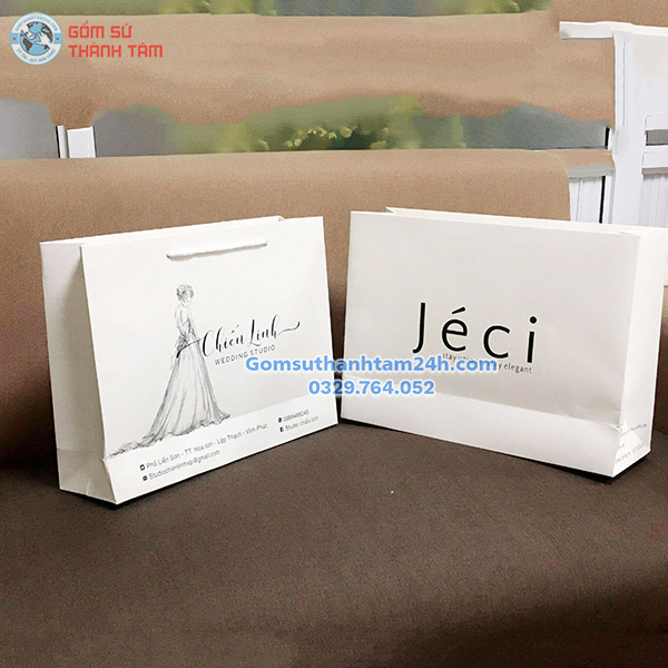 TÚI XÁCH GIẤY MÀU TRẮNG ĐỰNG QUÀ TẶNG ĐƠN GIẢN