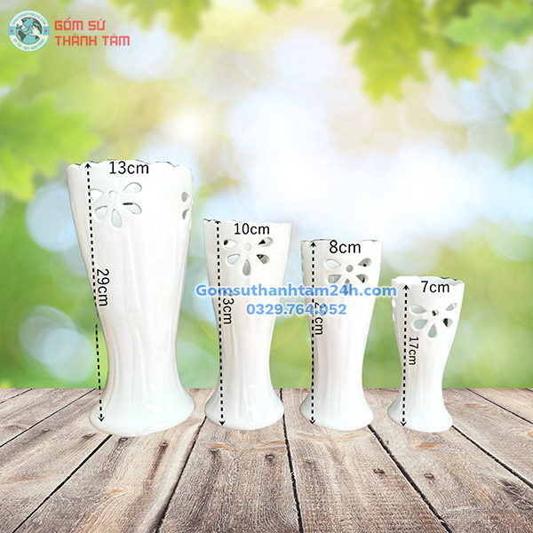BÌNH HOA MEN TRẮNG KIỂU DÁNG MIỆNG LOE