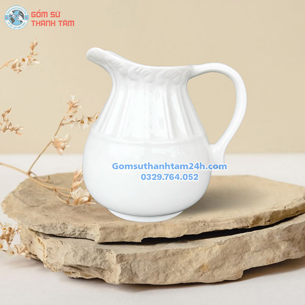 BÌNH HOA MEN TRẮNG KIỂU DÁNG BÌNH SỮA ĐƠN GIẢN