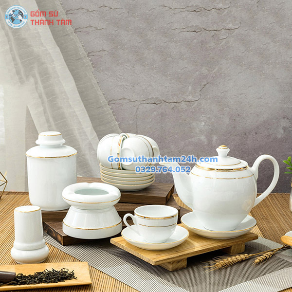 CHÉN TRẮNG IN LOGO VIỀN VÀNG CAO CẤP, SANG TRỌNG