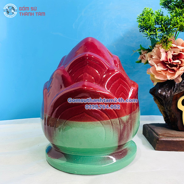 TRỤ CỔNG GỐM SỨ HÌNH HOA SEN TRANG TRÍ SÂN VƯỜN BỀN