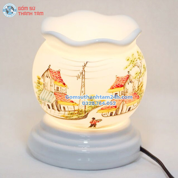 ĐÈN TINH DẦU BẰNG ĐIỆN DÁNG TRÒN MIỆNG SÓNG