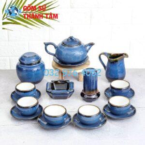 Ban bo am chen men hoa bien xanh ngoc Bat Trang chinh hang 1