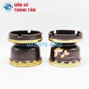 Noi ban gat tan am chen mau nau ve hoa van gom Bat Trang chat luong