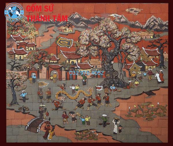 Đĩa sứ viền mây tre đan Mosaic mẫu 01