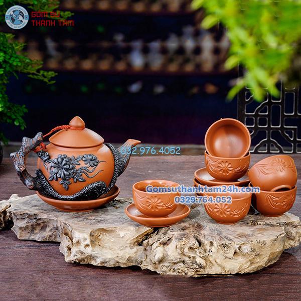 Bộ ấm trà gốm sứ Bát Tràng