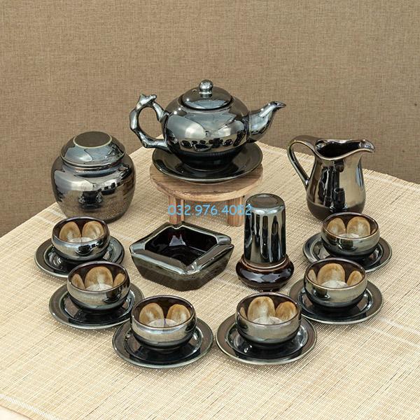 Ấm Chén Hỏa Biến Ánh Bạc Đồng