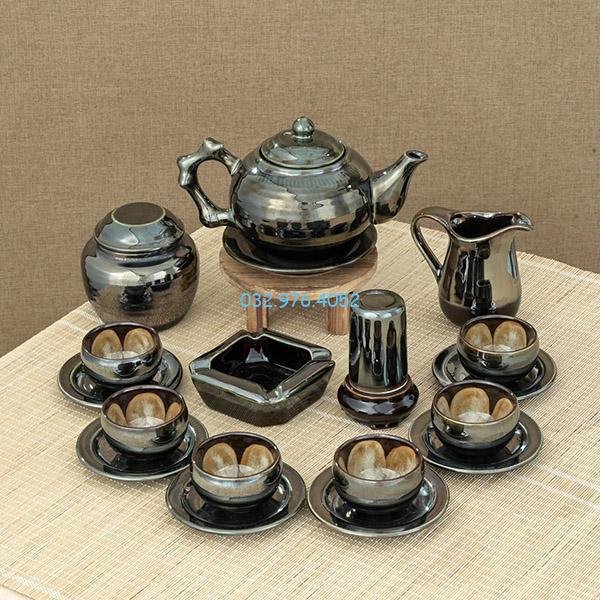 Ấm Chén Hỏa Biến Ánh Bạc Đồng