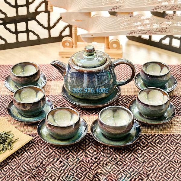 Ấm Chén Hỏa Biến Men Xanh