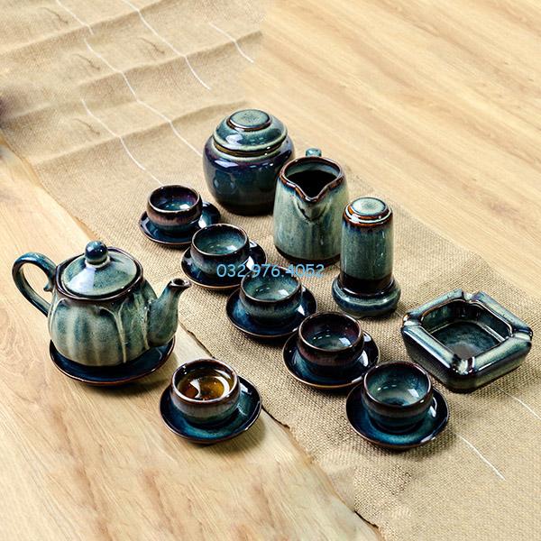 Ấm Chén Hỏa Biến Men Xanh Cao Cấp