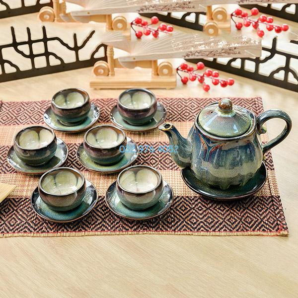 Ấm Chén Hỏa Biến Men Xanh