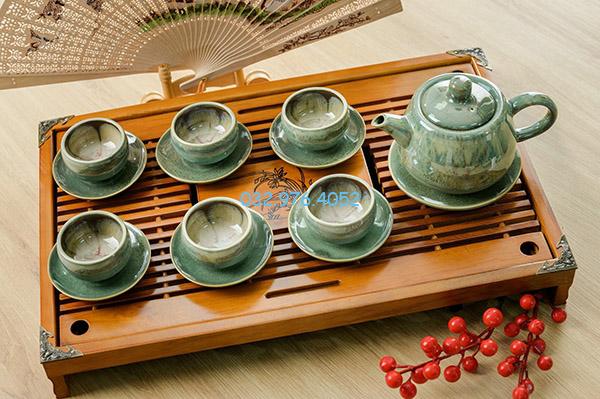Ấm Chén Hỏa Biến Xanh Thiên Thanh Ngọc Bích
