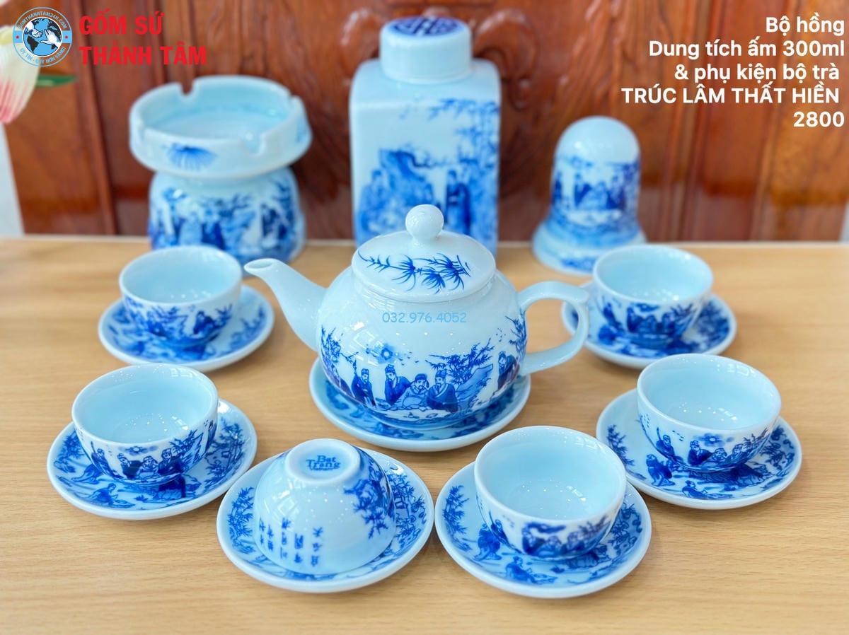 Ấm Chén Men Lam Trơn | Quả Hồng