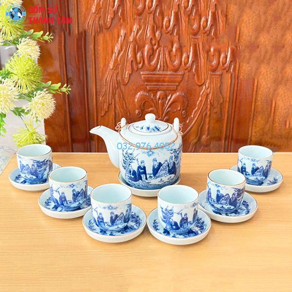 Ấm Chén Men Lam Vàng Kim | Bộ Vại