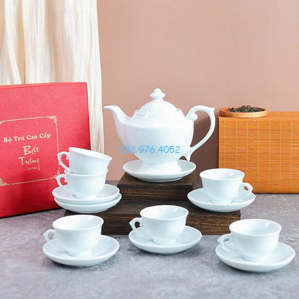 Ấm Chén Trắng Dáng Đèn Thần