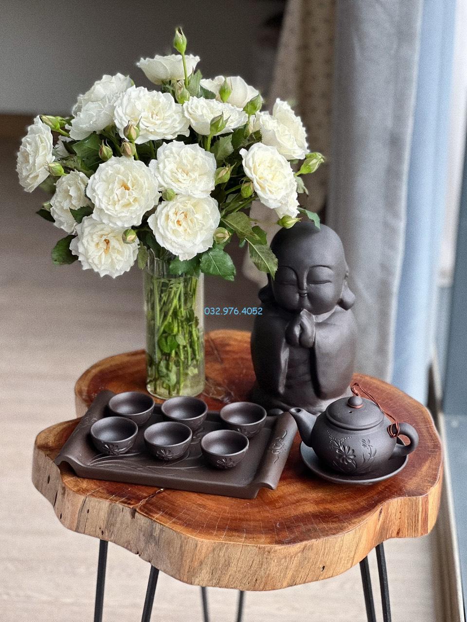 Ấm Chén Tử Sa Men Đen Khay Chữ Nhật