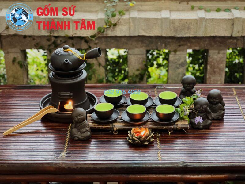 Ấm Chén Tử Sa Men Đen Quai Chuôi am chen tu sa men den quai chuoi 1 1