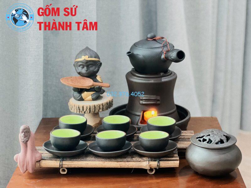 Ấm Chén Tử Sa Men Đen Quai Chuôi am chen tu sa men den quai chuoi 2 1