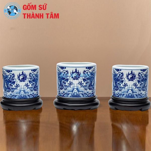 Bát Hương Men Trắng Rồng