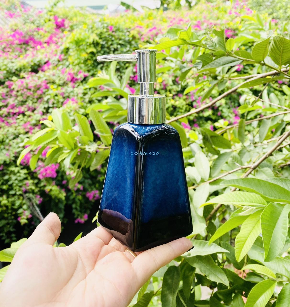 Bình đựng sữa tắm gốm sứ men hỏa biến xanh