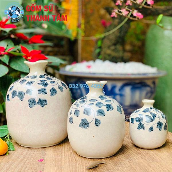 Bình hoa men rạn đơn giản