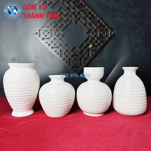 Bình hoa men trắng đẹp mắt