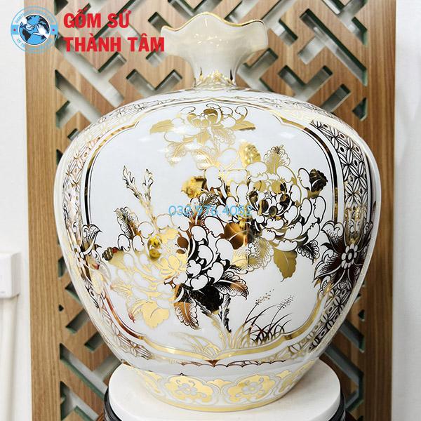 Bình hút lộc mệnh kim tứ quý bình miệng loe vẽ kỹ