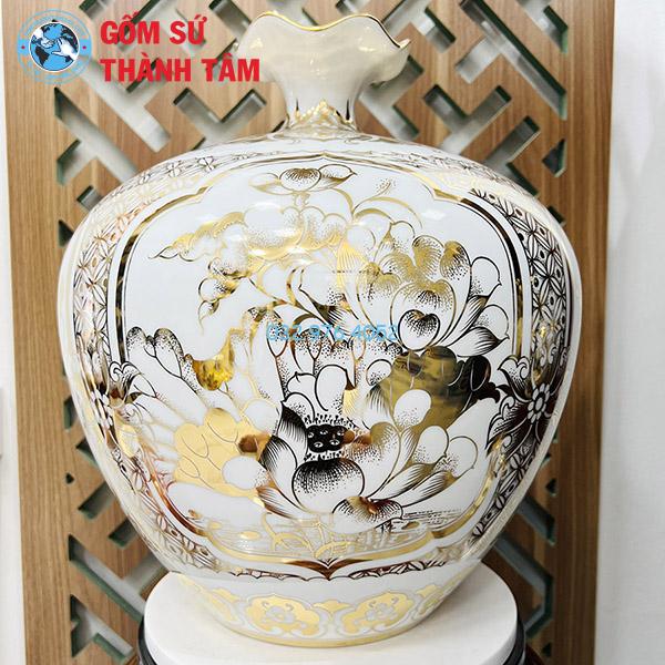 Bình hút lộc mệnh kim tứ quý bình miệng loe vẽ kỹ