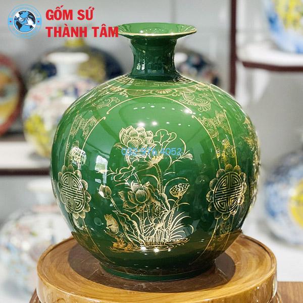 Bình hút lộc mệnh mộc tứ quý trơn 24k
