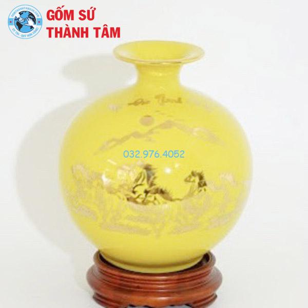Bình hút lộc mệnh thổ mã đáo thành công trơn 24k