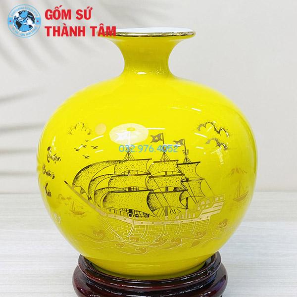 Bình hút lộc mệnh thổ thuộm buồm xuôi gió trơn 24k