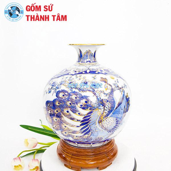 Bình hút lộc vẽ vàng công đào
