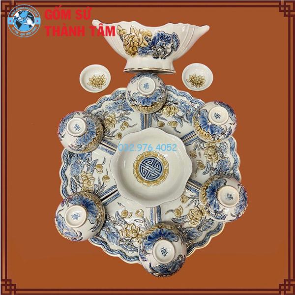 Bộ Bát Đĩa Thắp Hương Bản Mệnh Sen