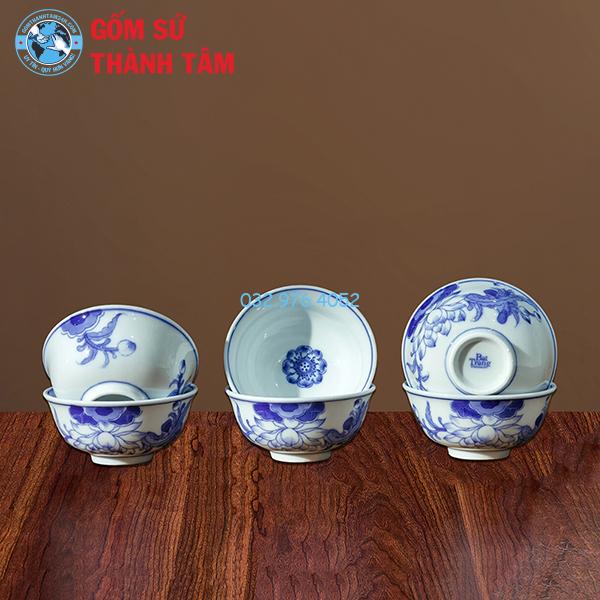 Bộ Bát Đĩa Thắp Hương Men Trắng Sen