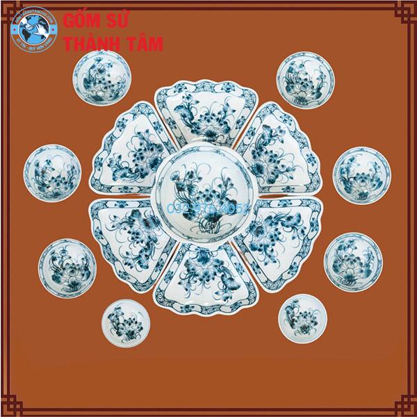 Bộ Bát Đĩa Thắp Hương Men Xanh Ngọc Sen