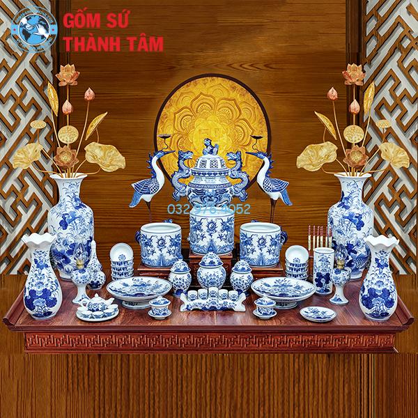 Bộ Đồ Thờ Gia Tiên Men Xanh Ngọc Rồng