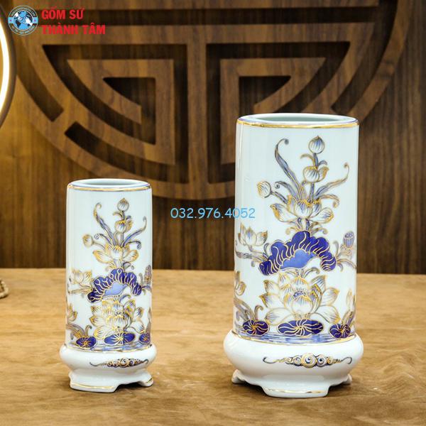 Bộ đồ thờ vẽ vàng – Ống cắm hương
