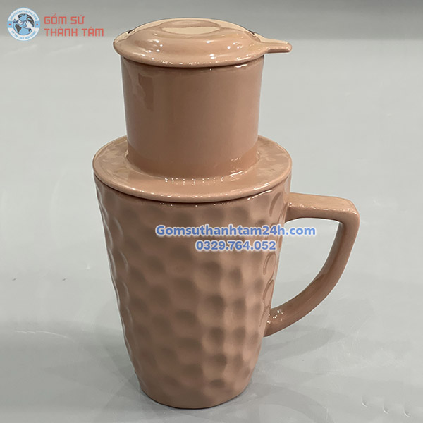 BỘ PHIN CAFE MEN GỐM DÁNG TO TRƠN ĐẸP MẮT