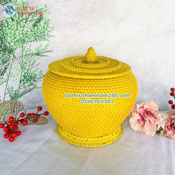 BAO Ủ ẤM NHỰA GIẢ MÂY MÀU VÀNG BỀN ĐẸP