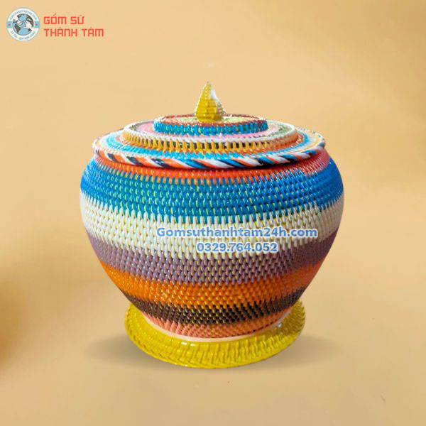 BAO Ủ ẤM TRÀ NHỰA GIẢ MÂY TRE ĐAN NHIỀU MÀU