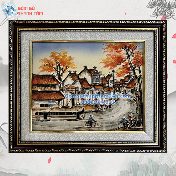TRANH SỨ BÁT TRÀNG CẢNH HÀ NỘI KHUNG CỠ NHỎ