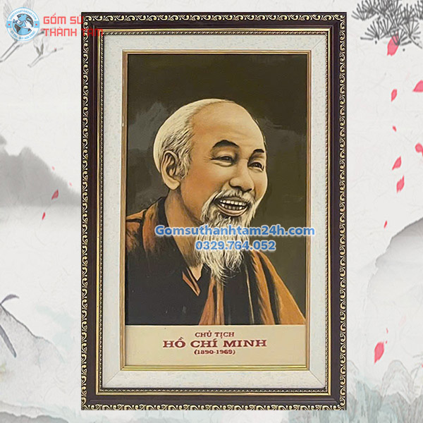 TRANH SỨ BÁT TRÀNG BÁC HỒ KHUNG CHỮ NHẬT