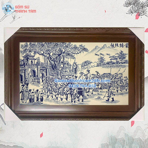 TRANH SỨ BÁT TRÀNG VINH QUY BÁI TỔ KHUNG CHỮ NHẬT