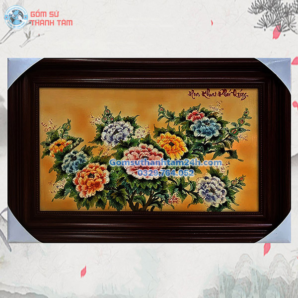 TRANH SỨ BÁT TRÀNG HOA LÁ TRANG TRÍ ĐẸP MẮT
