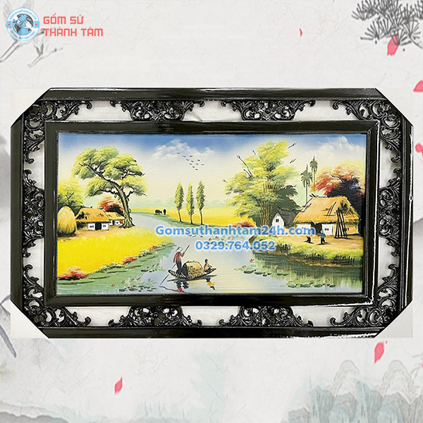 TRANH SỨ BÁT TRÀNG CẢNH ĐỒNG QUÊ VIỆT NAM ĐẸP