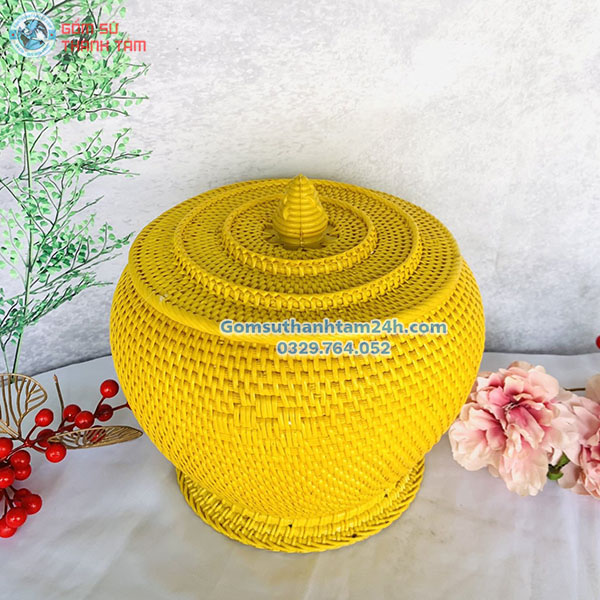 BAO Ủ ẤM NHỰA GIẢ MÂY MÀU VÀNG BỀN ĐẸP