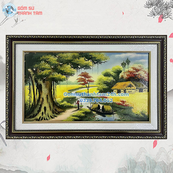 TRANH SỨ BÁT TRÀNG CẢNH ĐỒNG QUÊ VIỆT NAM ĐẸP