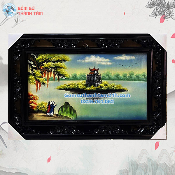 TRANH SỨ BÁT TRÀNG CẢNH PHỐ CỔ KHUNG CHỮ NHẬT