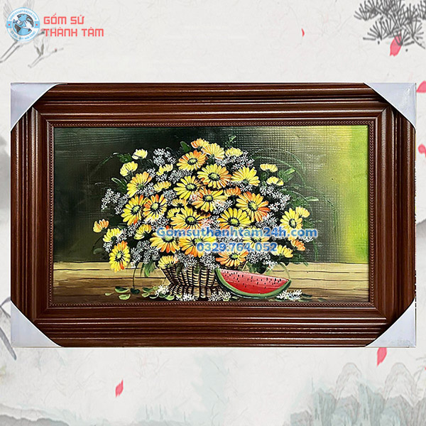 TRANH SỨ BÁT TRÀNG HOA LÁ TRANG TRÍ ĐẸP MẮT