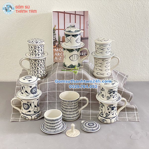 CÁC MẪU PHIN CAFE GỐM SỨ ĐA DẠNG MÀU MEN, HOẠ TIẾT